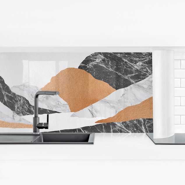Revêtement mural cuisine - Landscape In Marble And Copper II