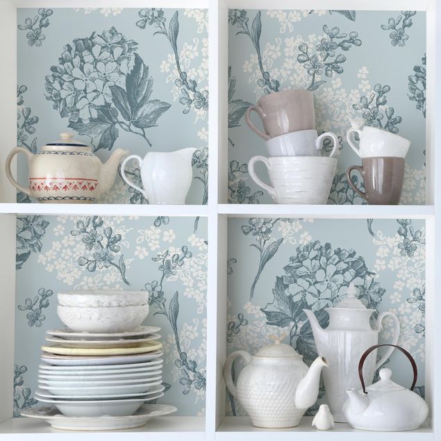 Papier adhésif pour meuble - Hydrangea Vintage Kitchen Floral Pattern