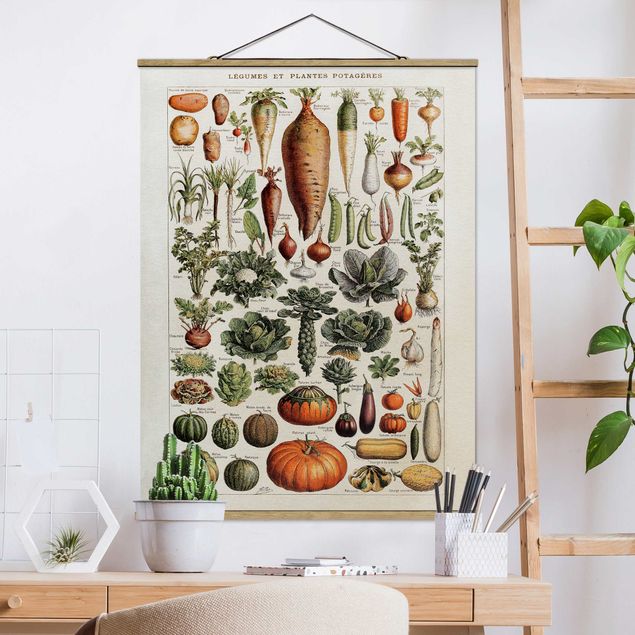 Tableau en tissu avec porte-affiche - Vintage Board Vegetables