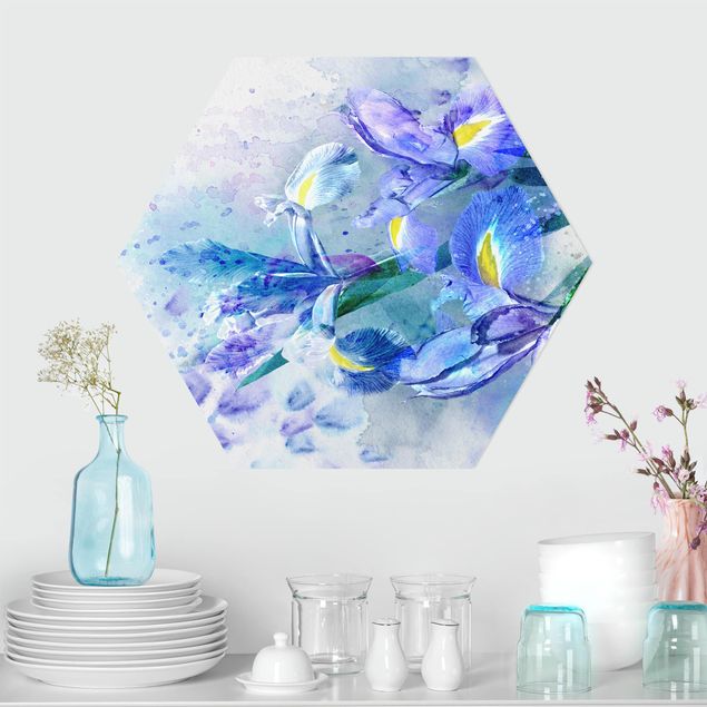 Tableau moderne Aquarelle Fleurs Iris