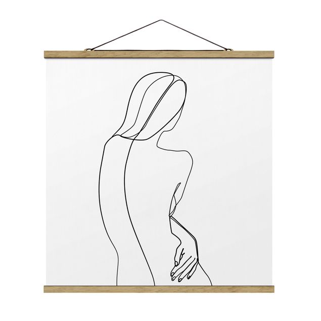 Tableau abstrait Line Art Femme Dos Noir Et Blanc