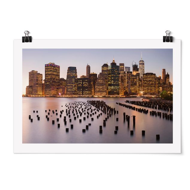 Posters villes Vue silhouette urbaine de Manhattan