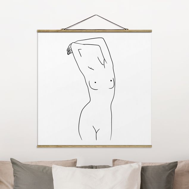 Déco mur cuisine Line Art Nude Noir Et Blanc