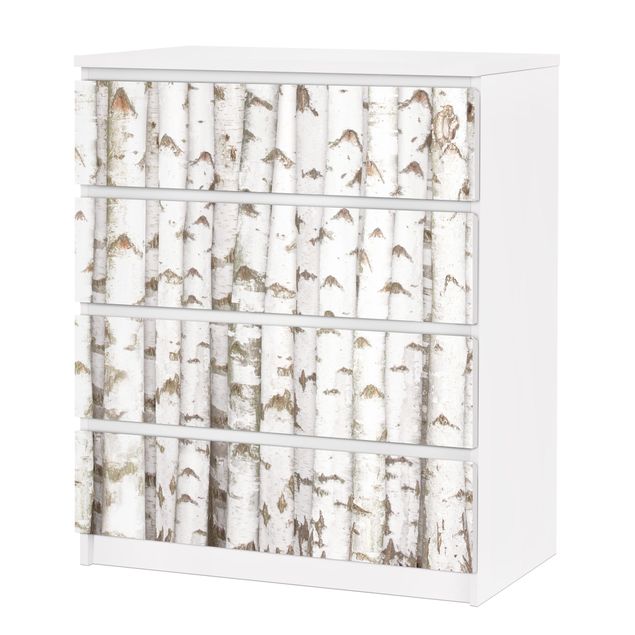 Papier adhésif pour meuble IKEA - Malm commode 4x tiroirs - No.YK15 Birch Wall