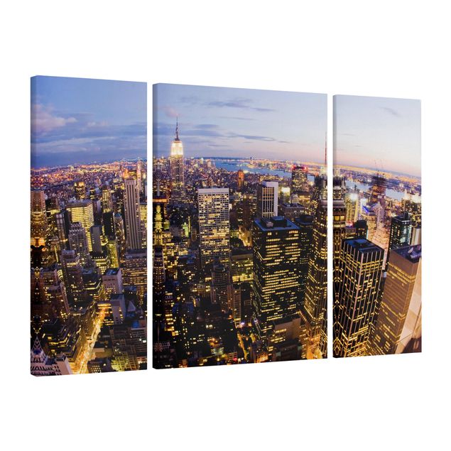 Tableau toile coucher de soleil New York Skyline At Night