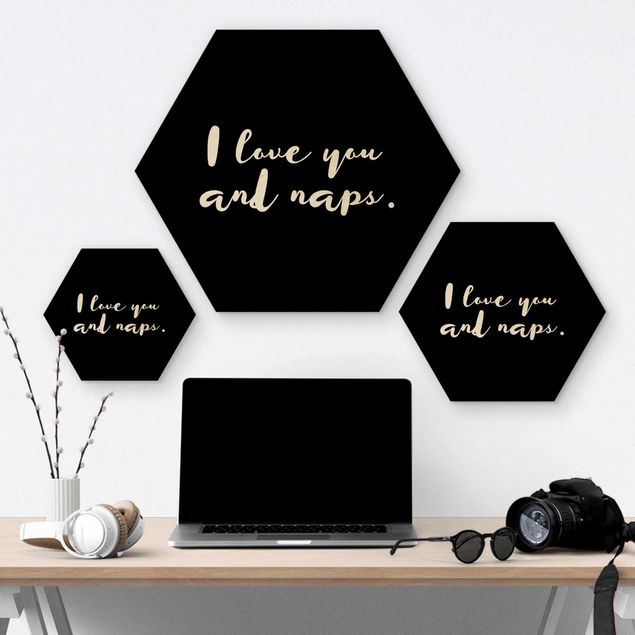 Hexagone en bois - I Love You. And Naps