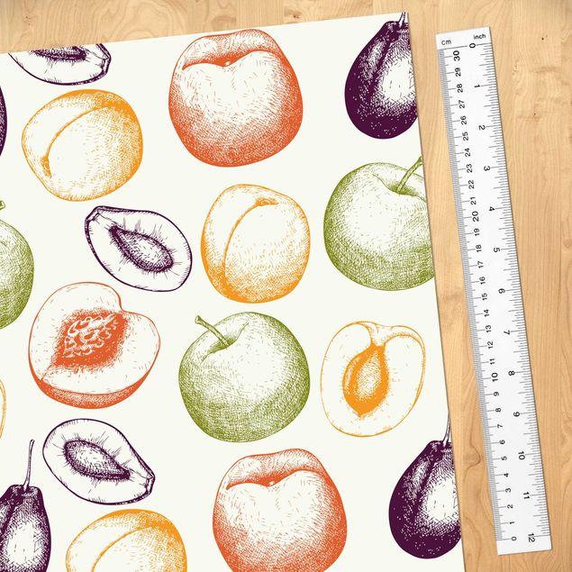 Stickers armoire Motif de fruits dessiné à la main pour la cuisine