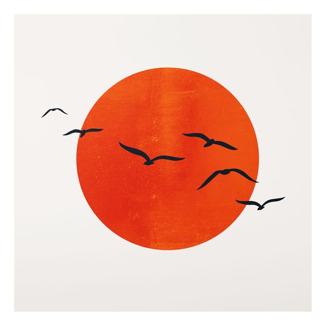 Fonds de hotte - Flock Of Birds In Front Of Red Sun I - Carré 1:1
