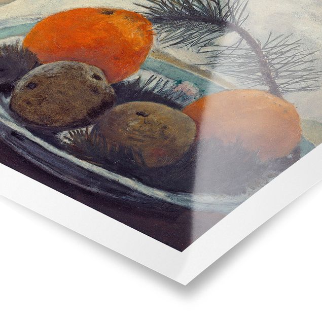 Tableaux reproductions Paula Modersohn-Becker - Nature morte avec une tasse en verre dépoli, des pommes et une branche de pin