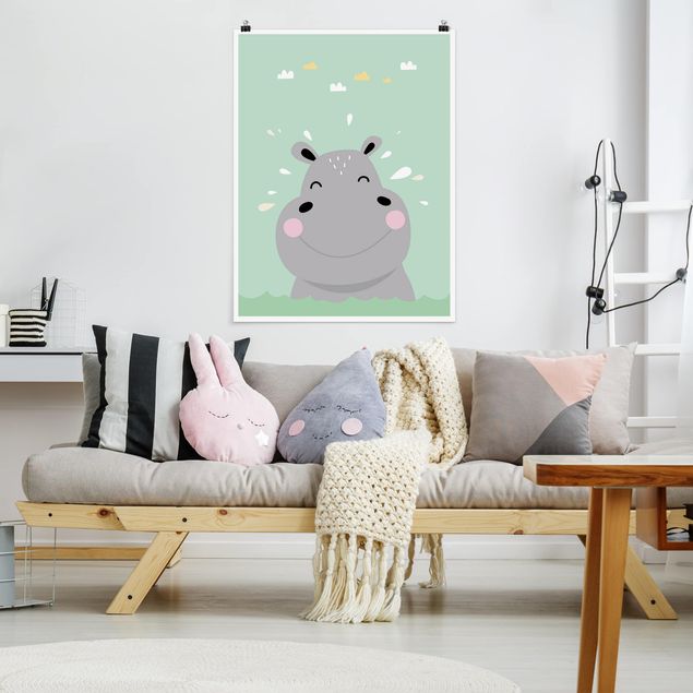 Tableau moderne L'hippopotame le plus heureux