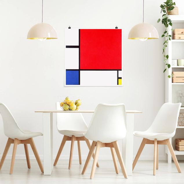 Déco murale cuisine Piet Mondrian - Composition avec rouge, bleu et jaune