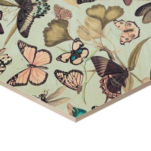 Tableaux Collage Vintage - Papillons et Libellules