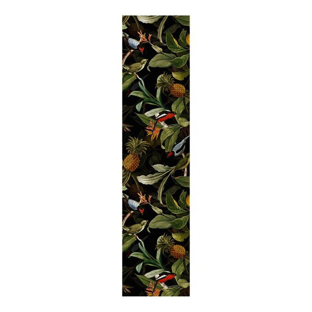 Panneaux coulissants avec fleurs Oiseaux avec Ananas Vert