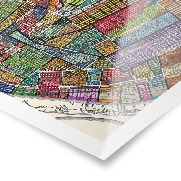 Tableau multicolor Carte moderne de St. Louis