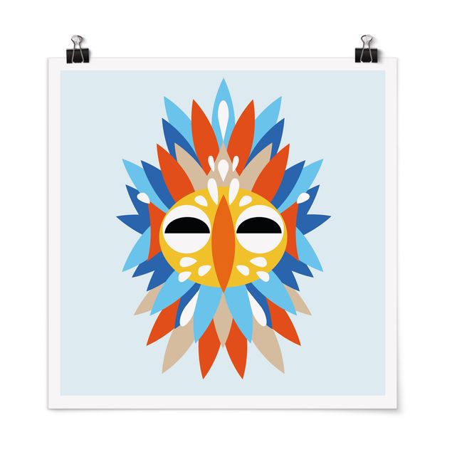 Posters animaux Collage masque ethnique - Perroquet