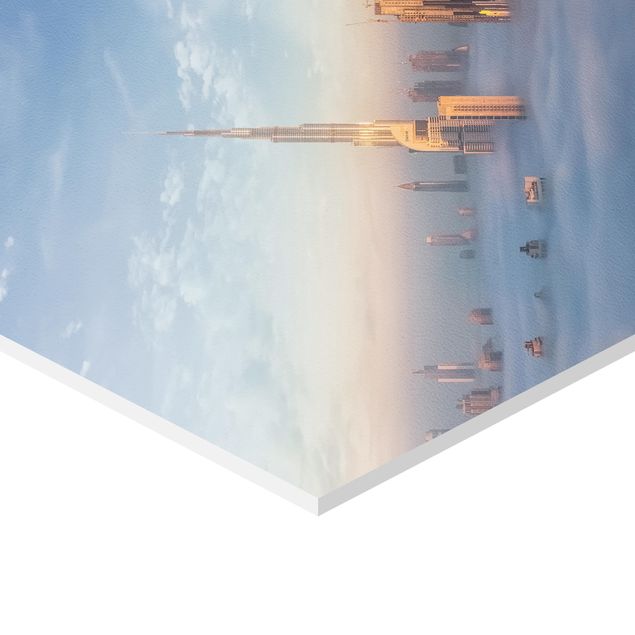Tableau hexagonal Dubaï au-dessus des nuages