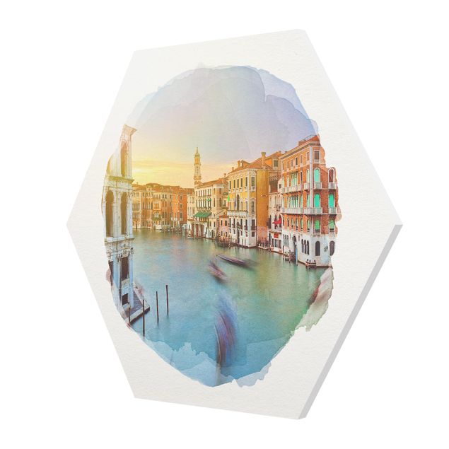 Tableaux de Rainer Mirau Aquarelles - Grand Canal Vue du pont du Rialto Venise