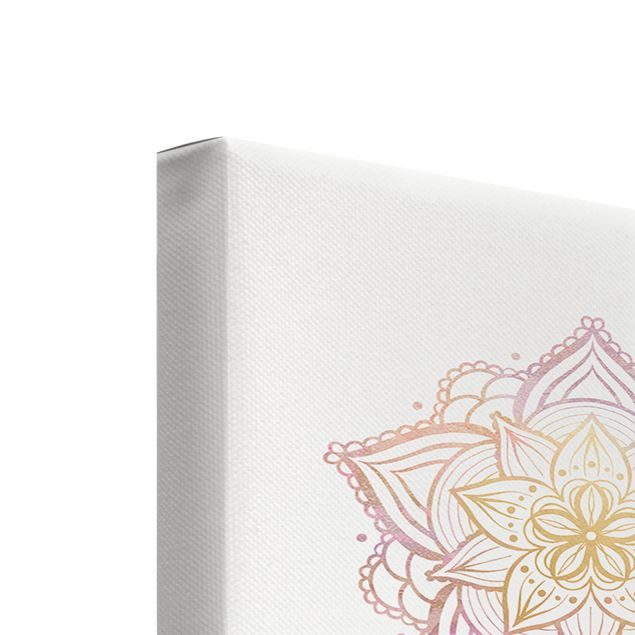 Impression sur toile - Mandala Namaste Lotus Set Gold Light Pink