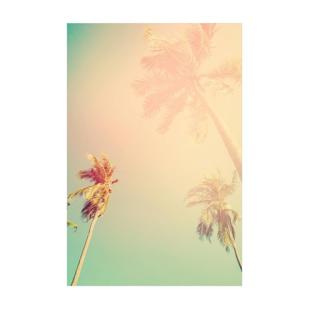 tapis chambre jungle Plantes Tropicales Palmiers au Coucher du Soleil IIl