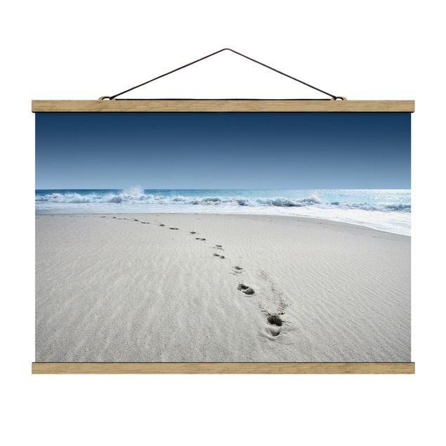 Tableau bord de mer Traces dans le sable