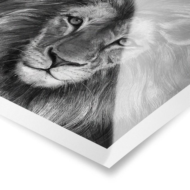 Tableaux noir et blanc Illustration Lion Monochrome Peinture