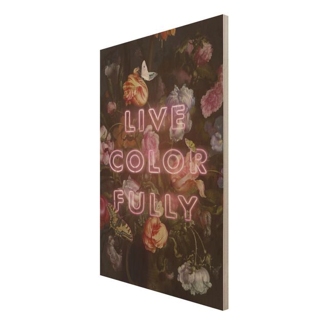 Tableaux en bois avec citations Live Colour Fully
