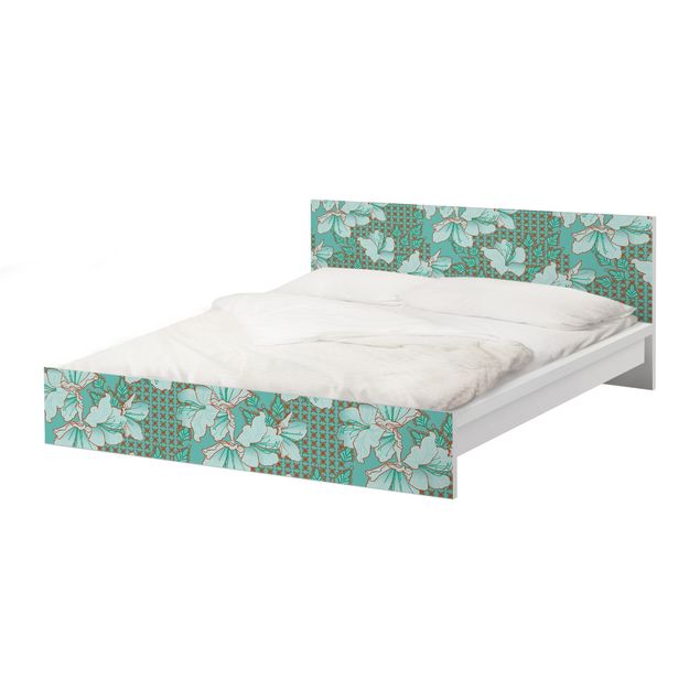 Papier adhésif pour meuble IKEA - Malm lit 140x200cm - Oriental Flower Pattern