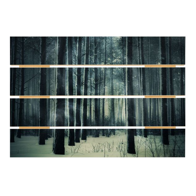 Tableaux bois Forêt mystique d'hiver