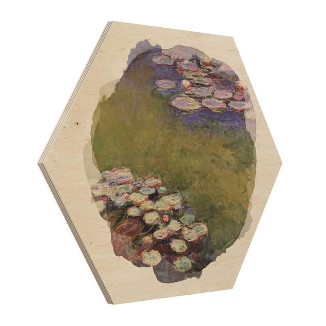 Tableaux en bois avec fleurs Aquarelles - Claude Monet - Nénuphars