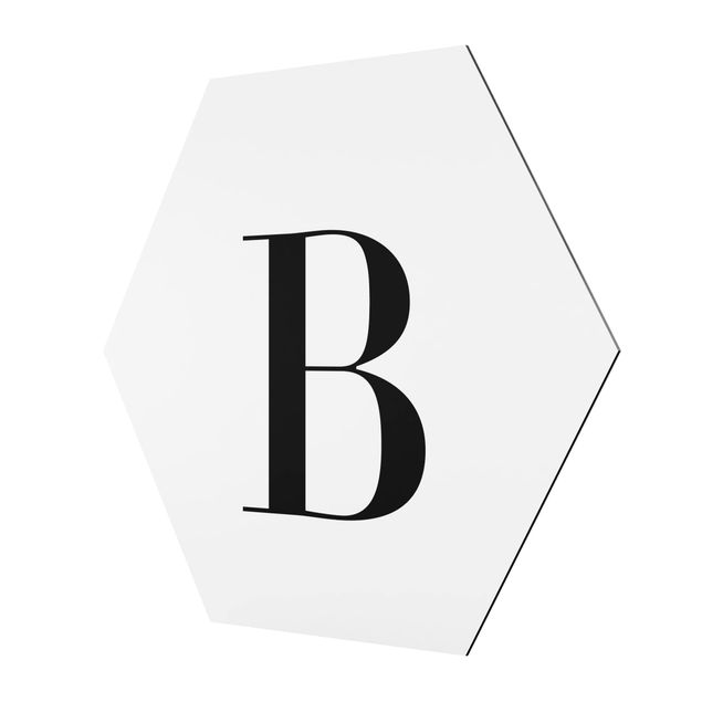 Tableau hexagon Lettre Serif Blanc B