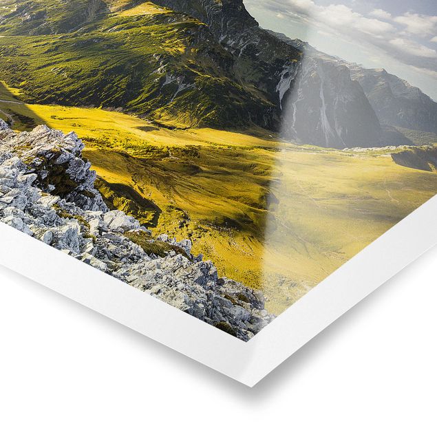 Poster paysage Montagnes et vallée des Alpes Lechtal au Tyrol