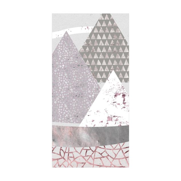 tapis contemporain Paysage abstrait de montagne motif pastel