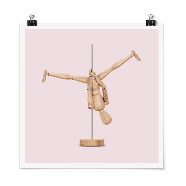 Tableaux vintage Pole Dance avec Figure En Bois