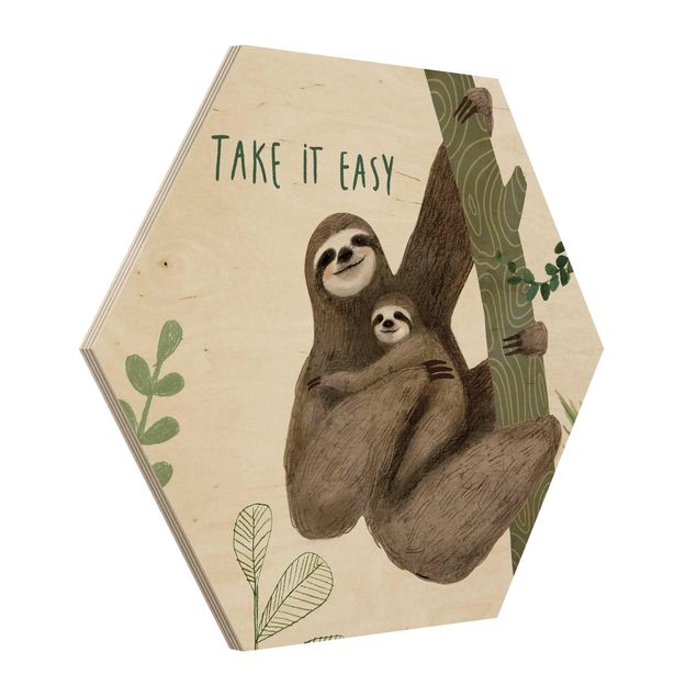 Impression sur bois Sloth Sayings - Easy