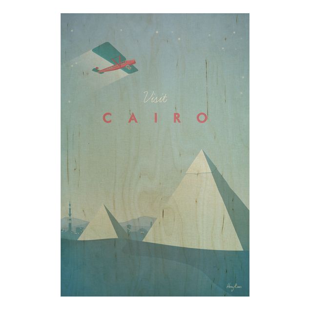 Tableau vintage bois Poster de voyage - Le Caire