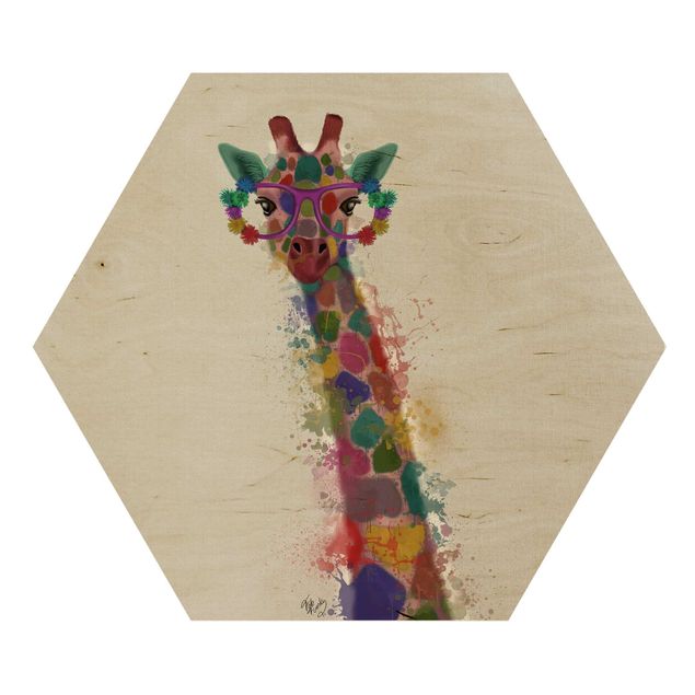Hexagone en bois - Rainbow Splash Giraffe