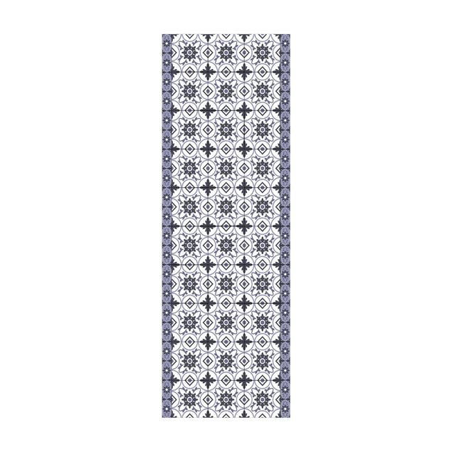 tapis imitation carreaux de ciment Mélange de carreaux géométriques floral violet