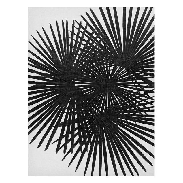 Tableaux magnétiques avec fleurs Feuilles de palmier en noir et blanc