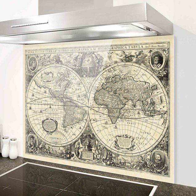 Déco murale cuisine Illustration antique d'une carte du monde vintage