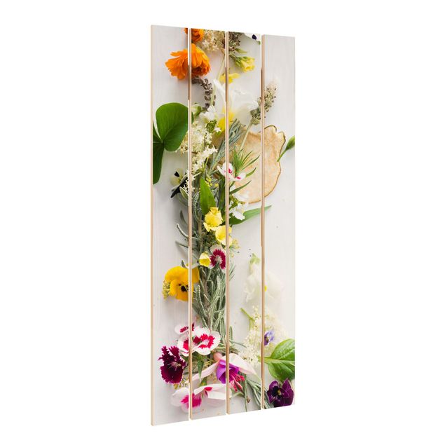 Impression sur bois - Fresh Herbs With Edible Flowers