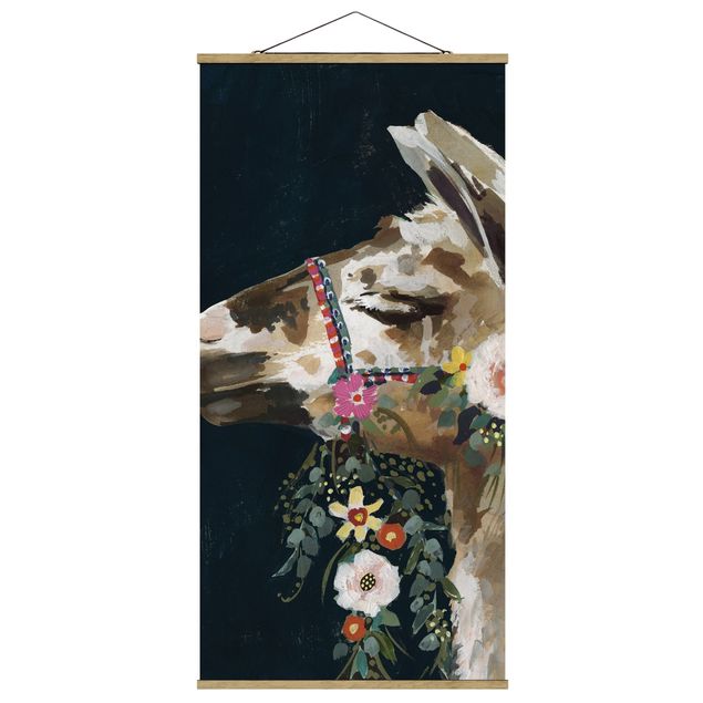 Tableaux animaux Lama avec décoration florale II