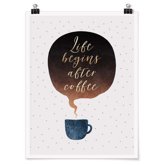 Tableau citation Life Begins After Coffee à pois