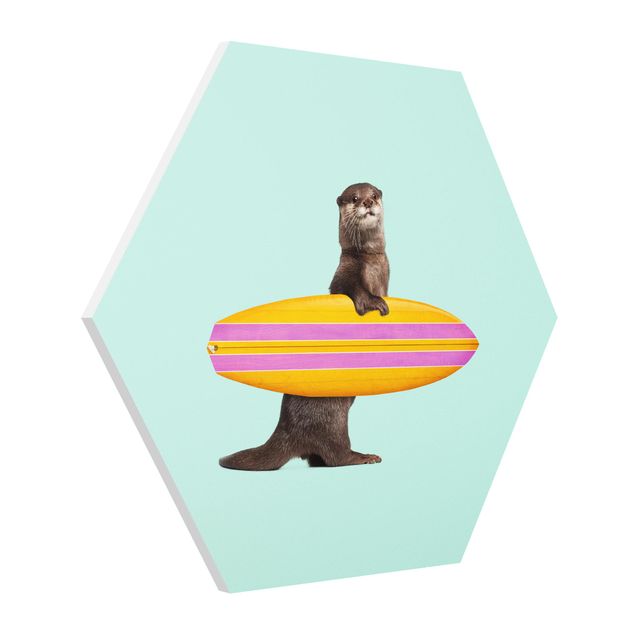 Cadre animaux Loutre avec planche de surf