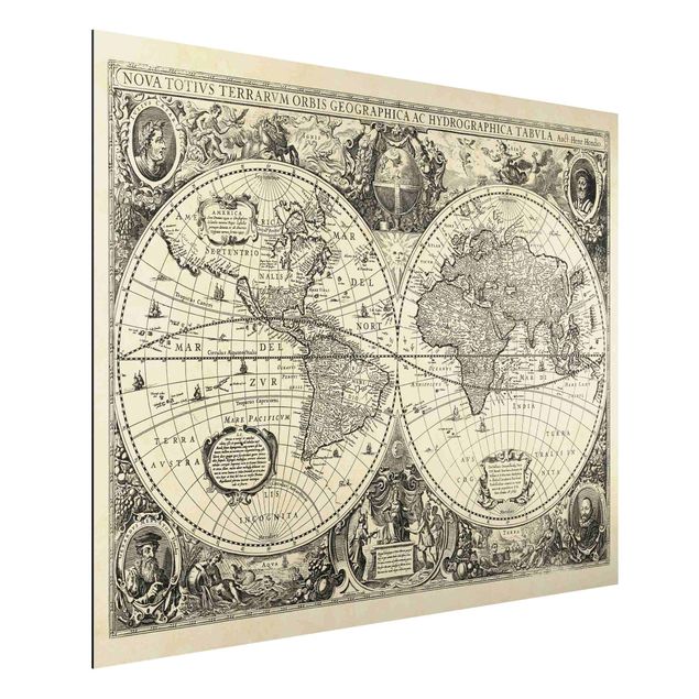 Déco mur cuisine Illustration antique d'une carte du monde vintage