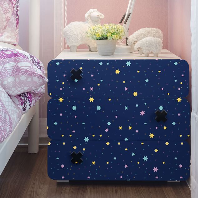Déco chambre bébé Motif d'enfants ciel avec étoiles colorées