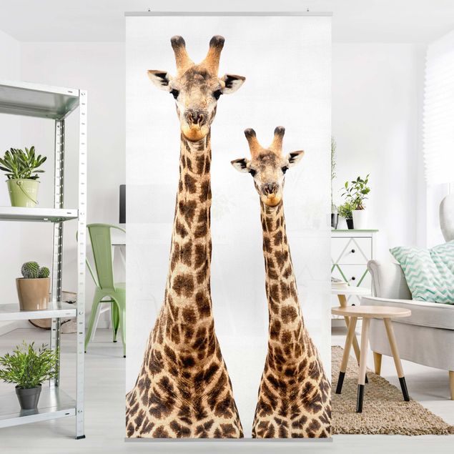 Déco murale cuisine Portrait de deux girafes