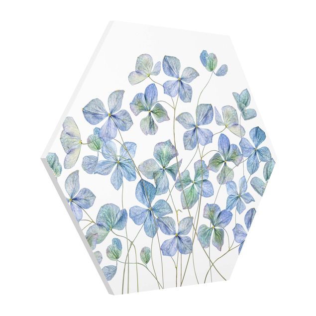 Tableau floral mural Fleurs d'hortensia bleues