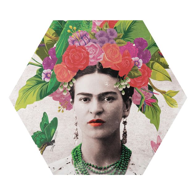 Cadre animaux Frida Kahlo - Portrait de fleurs