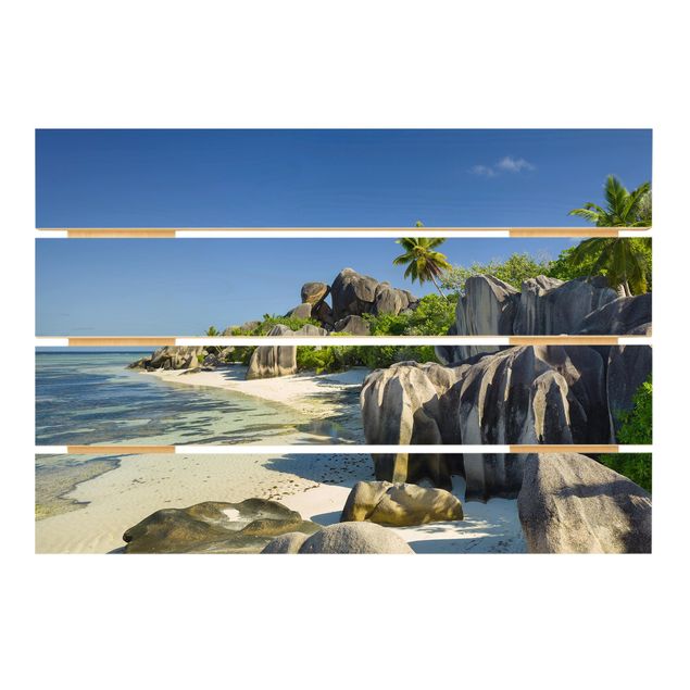 Tableaux en bois avec plage & mer Dream Beach Seychelles