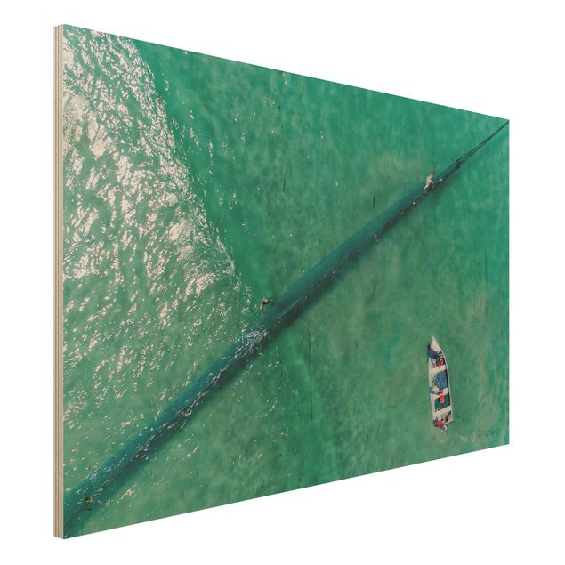 Tableaux en bois avec paysage Vue aérienne - Pêcheurs